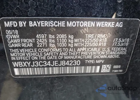 2018 BMW X2 Sdrive28I from USA, damaged, VIN WBXYJ3C34JEJ84230